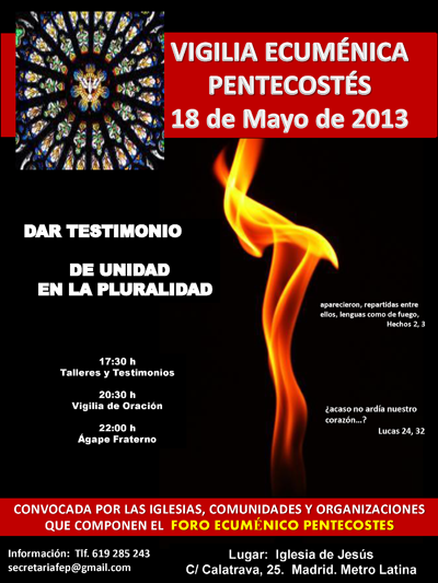 Cartel Vigilia Ecuménica Pentecostes2013